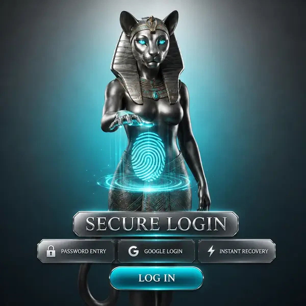 Der Keeper aktiviert sicheren Login bei Login-Methoden und Passwort-Wiederherstellung mit leuchtendem Fingerabdruck-Scan