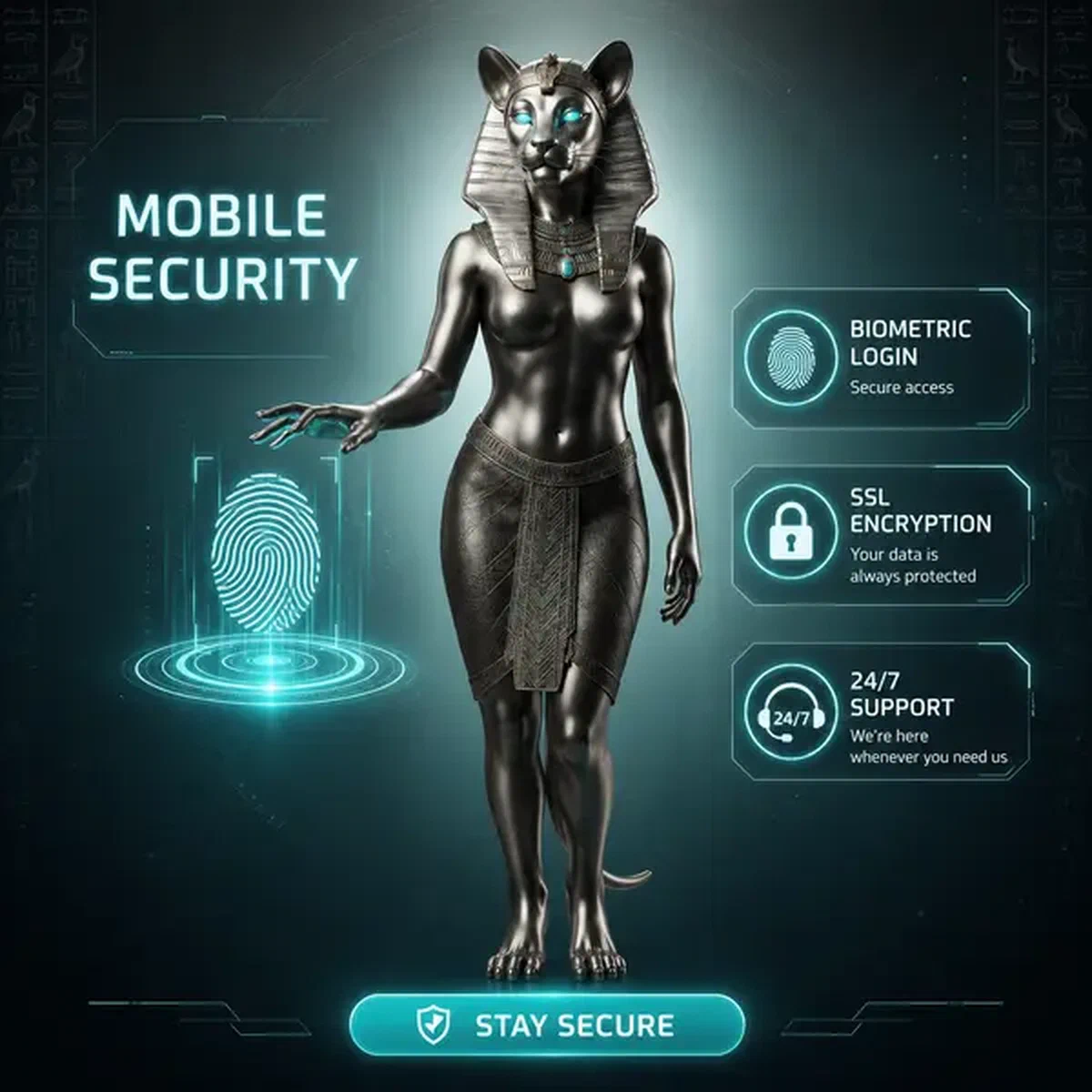 Biometrischer Login-Scanner leuchtet, während Spieler auf Mobile Security App-Portal zugreift